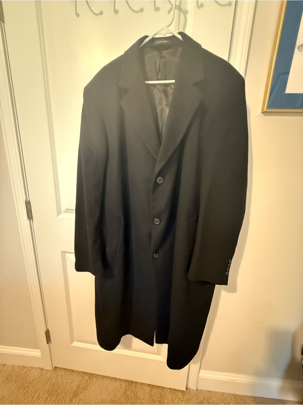 Stafford Black Pea Coat - Single-Breasted Men's Overcoat
